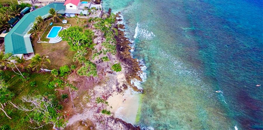 Blue Pango Guesthouse — aerial view of the property and ocean, Pango Road, Port Vila